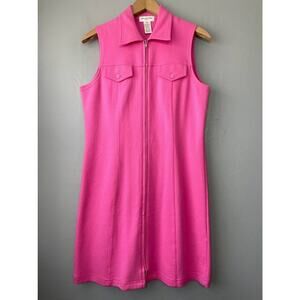 Jones New York Sport Size Small Pink Waffle Knit Zip Front Dress Barbie Summer